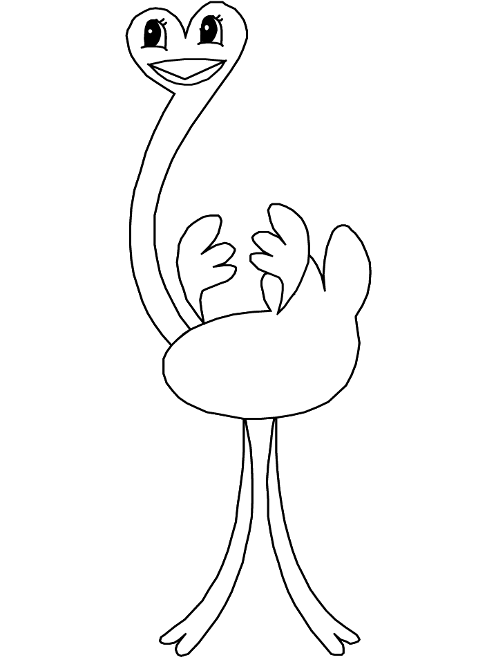 Birds Ostrich Animals Coloring Pages