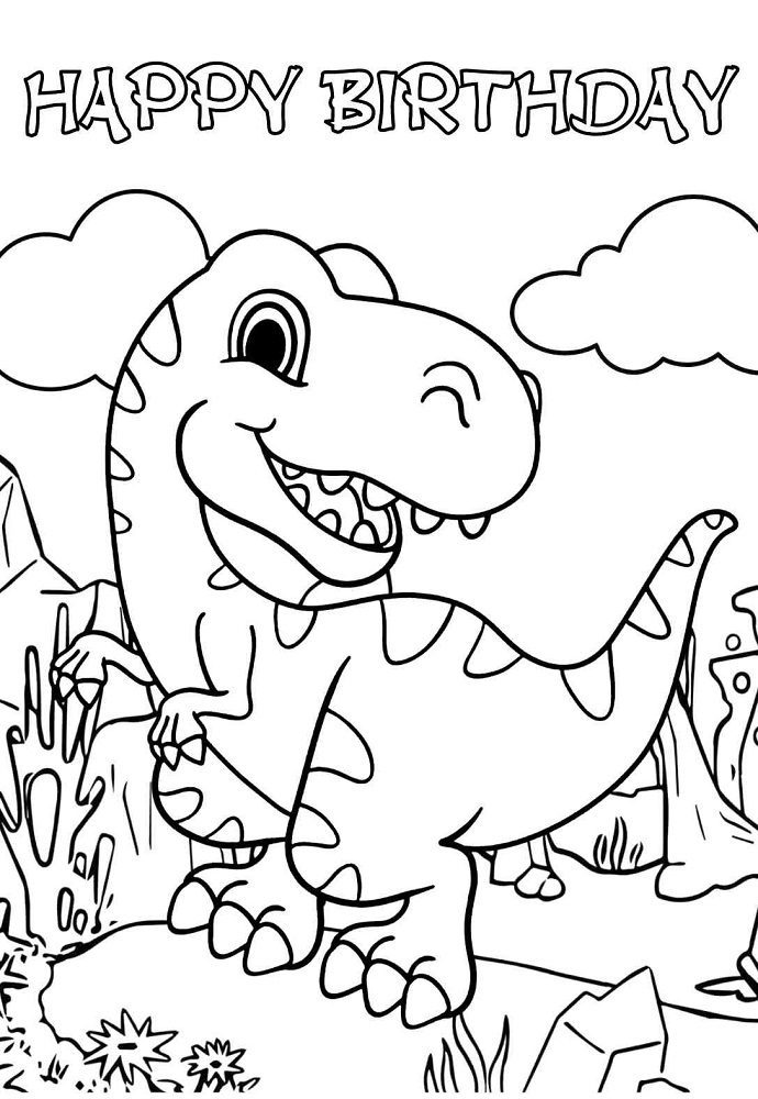 birthday dinosaur coloring pages