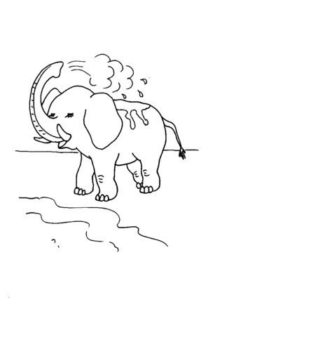 black and white coloring pages of elephant spraying water