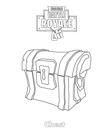 Black and White Fortnite Treasure Chest Color Page