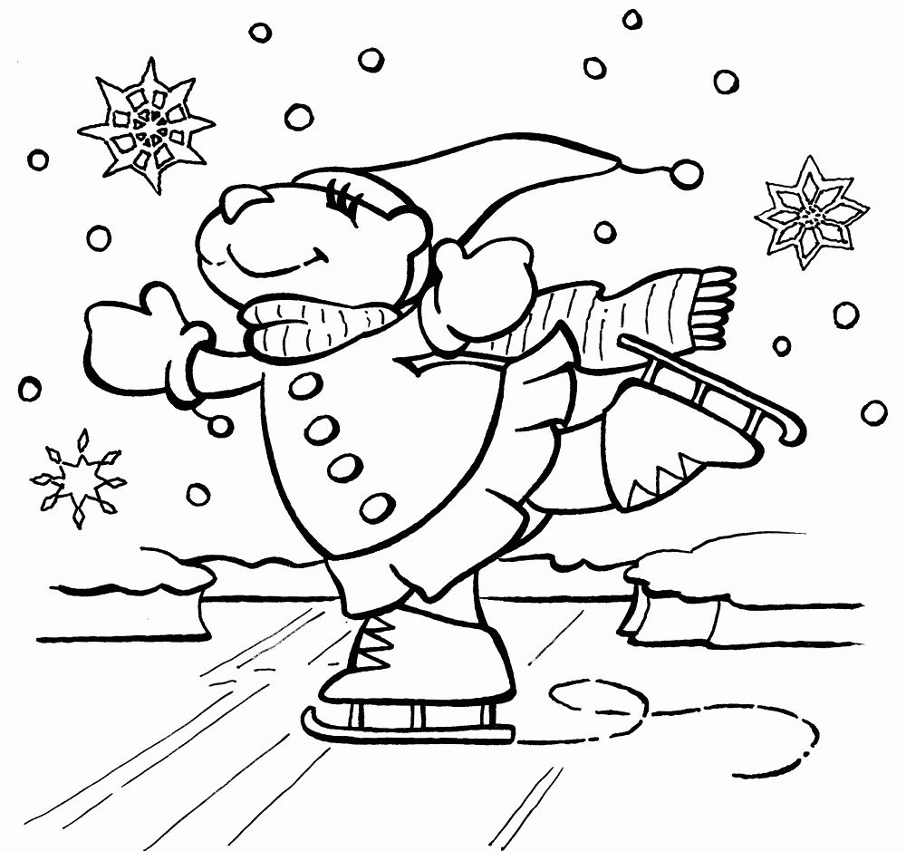 black and white winter coloring pages