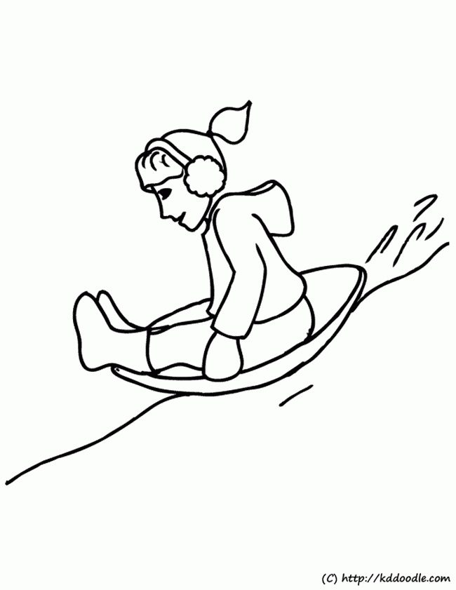 black and white winter sled coloring pages