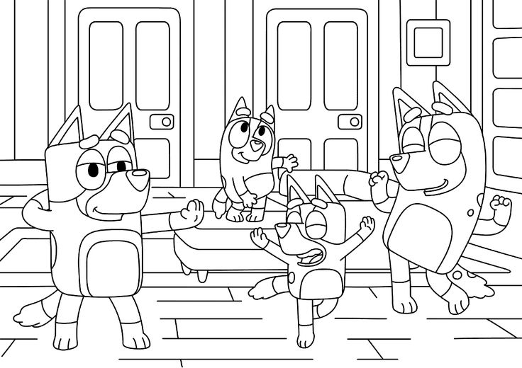 bluey family coloring page