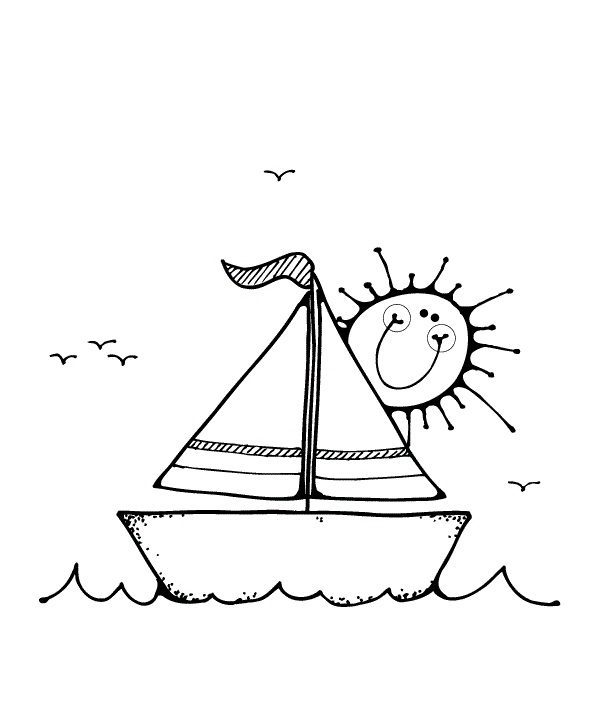 boat on water coloring pages