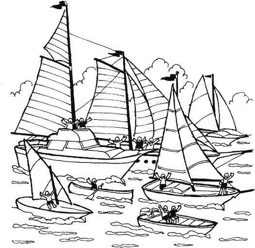 boats in water coloring pages