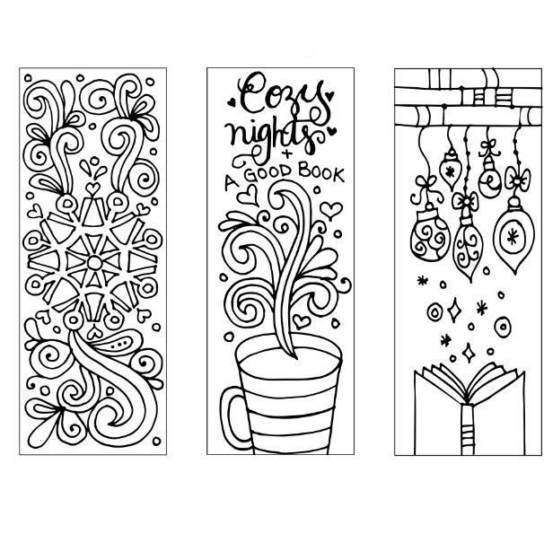 bookmark coloring pages for winter