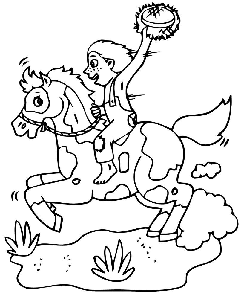boy and horse coloring pages