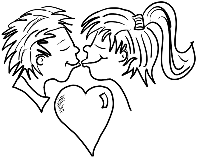 Boy Girl Valentine Coloring Page