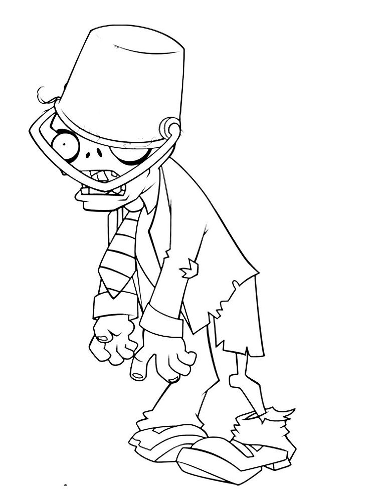 bucket head zombie coloring pages
