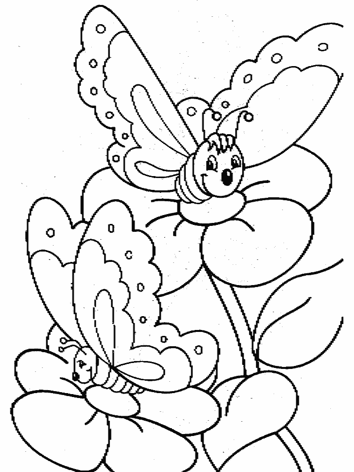 Coloring Pages Flower and Butterfly