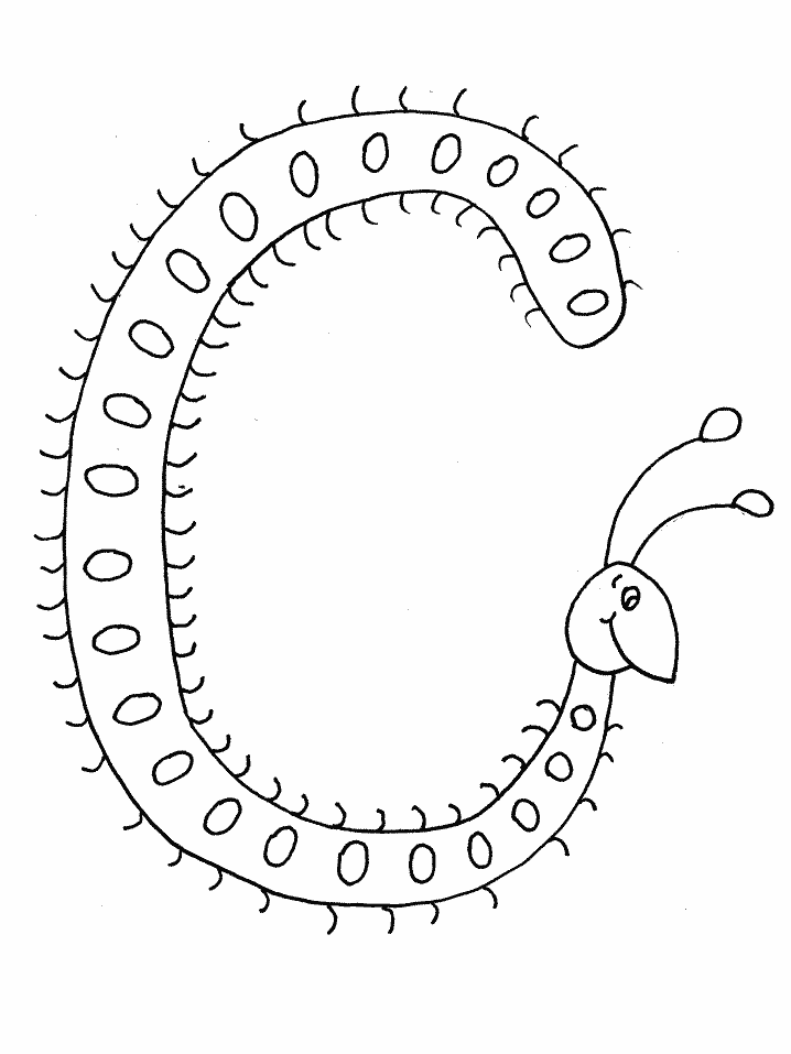 C Caterpillar Alphabet Coloring Pages