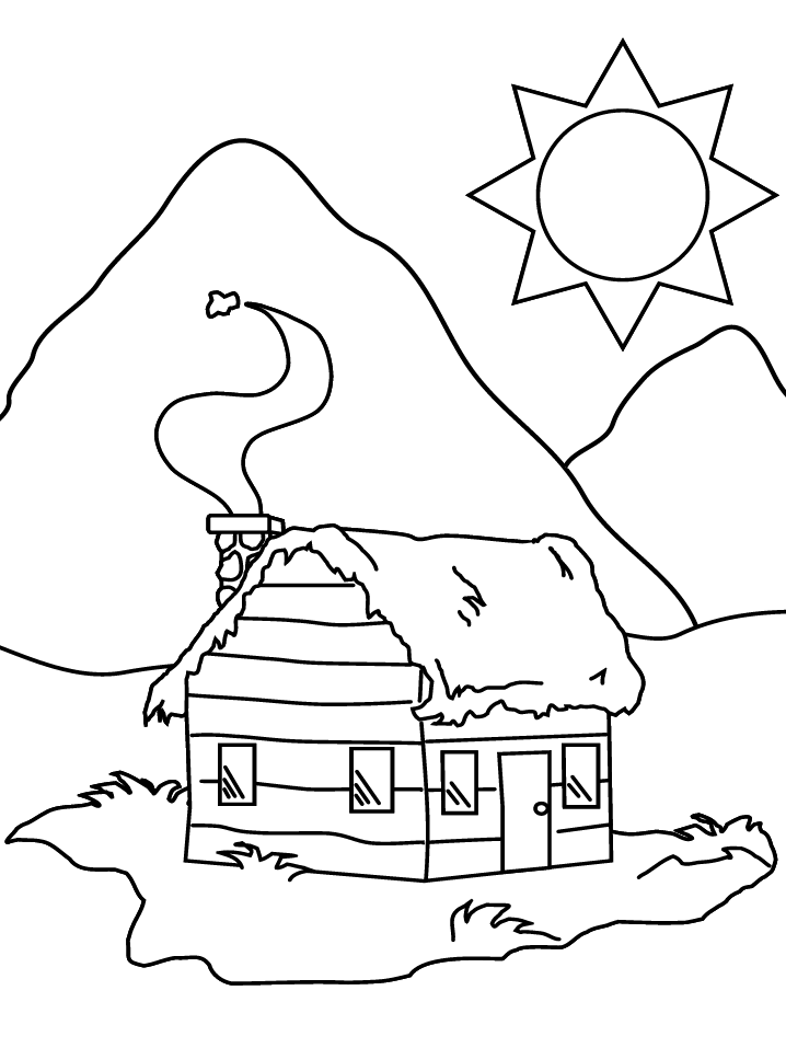 Cabin Homes Coloring Pages