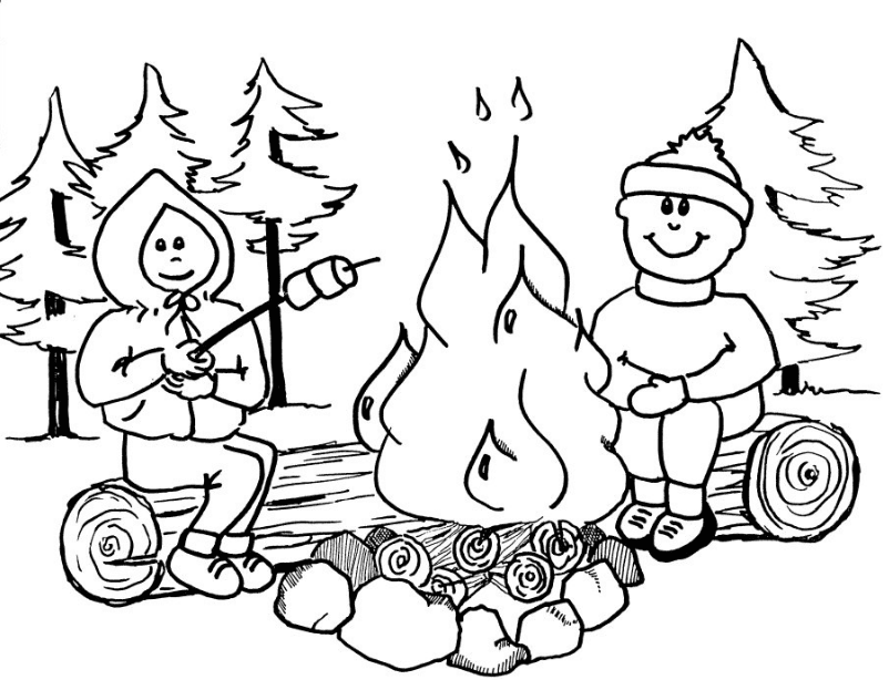 Campfire coloring page
