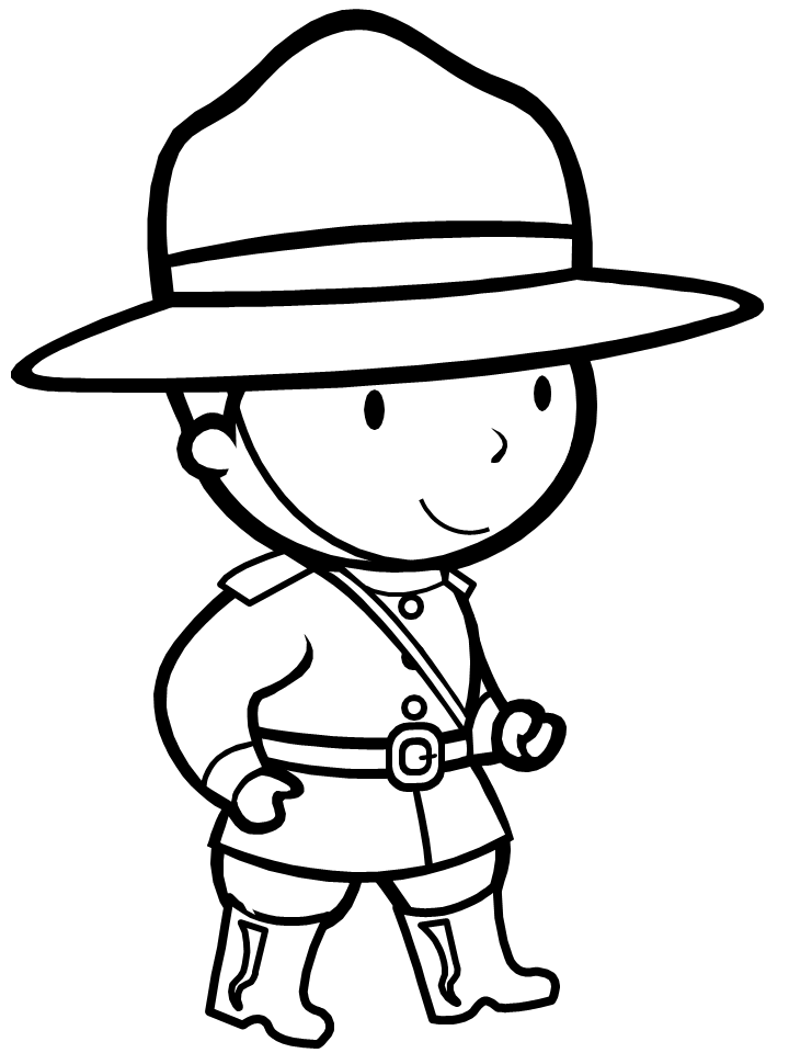 Kid RCMP Mountie coloring page