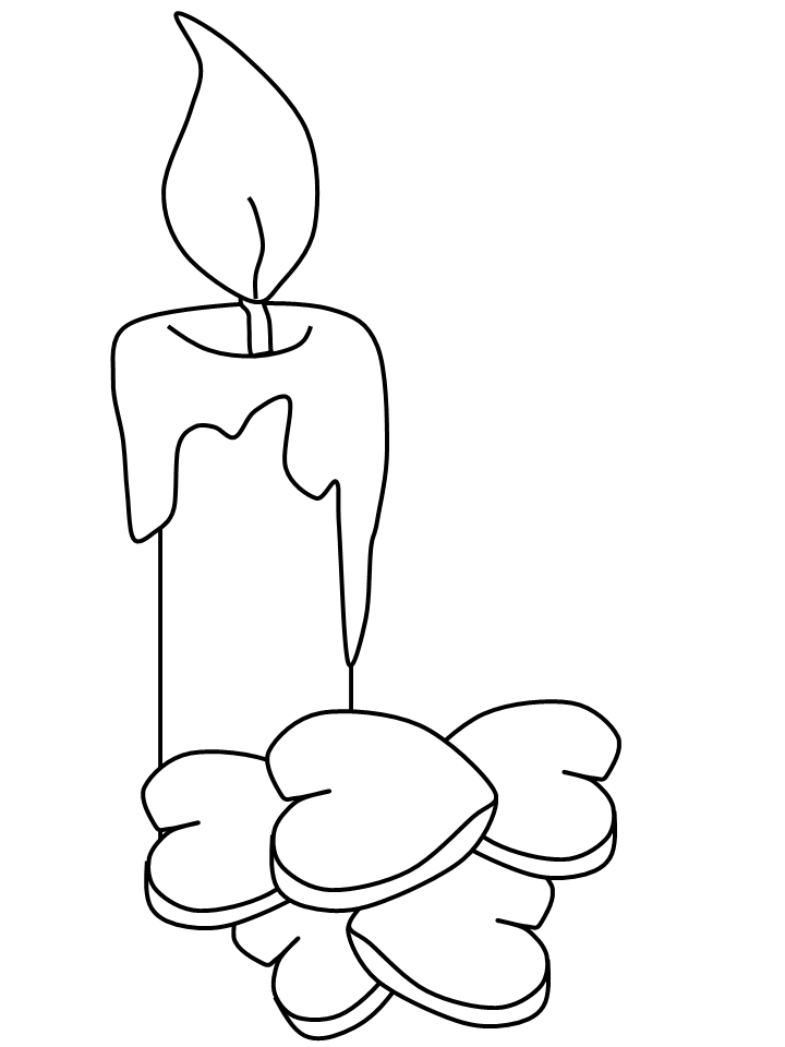 Candle Valentines Coloring Pages