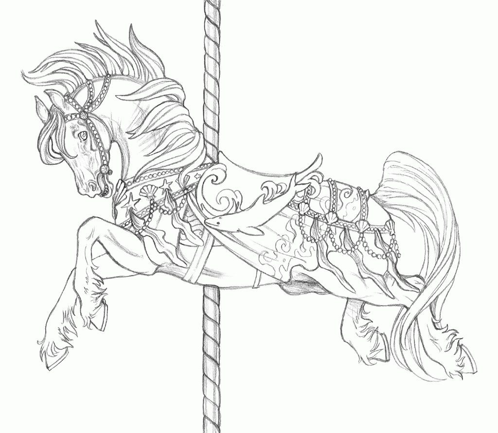 Carasel Horse Coloring Pages for Adults