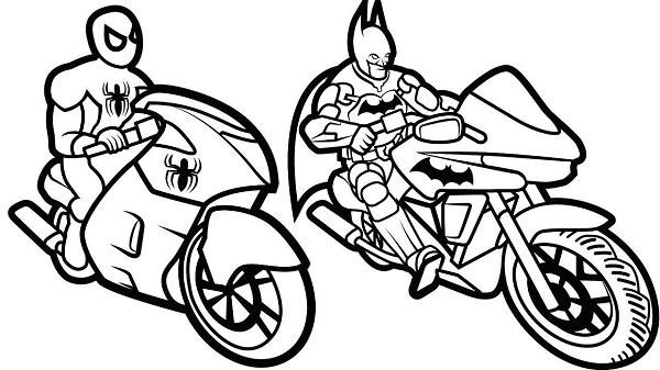 Cartoon Coloring Pages Super Heros Riding Scooters