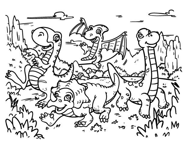 cartoon dinosaur coloring pages