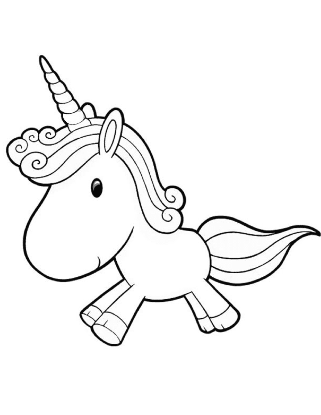 Cartoon Unicorn Coloring Page coloring page & book for kids.