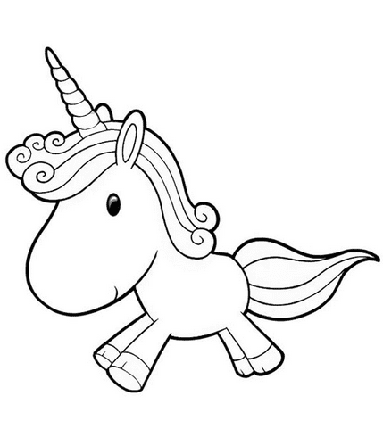 Cartoon Unicorn Coloring Page coloring page & book for kids.