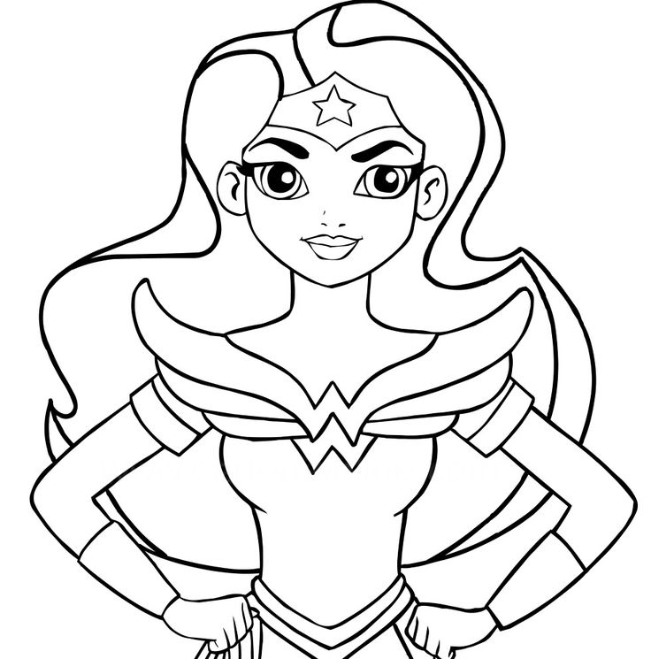 Cartoon Woman Super Hero Coloring Page