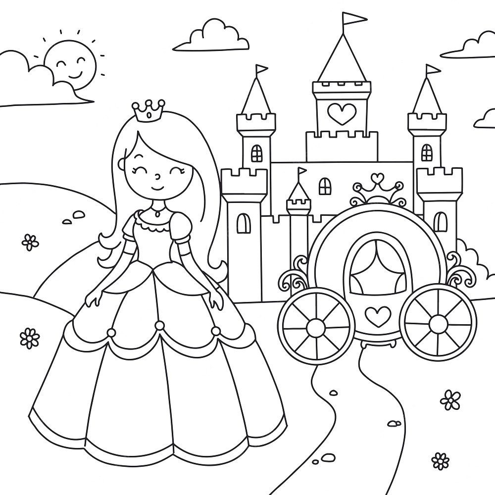castle and princess coloring pages