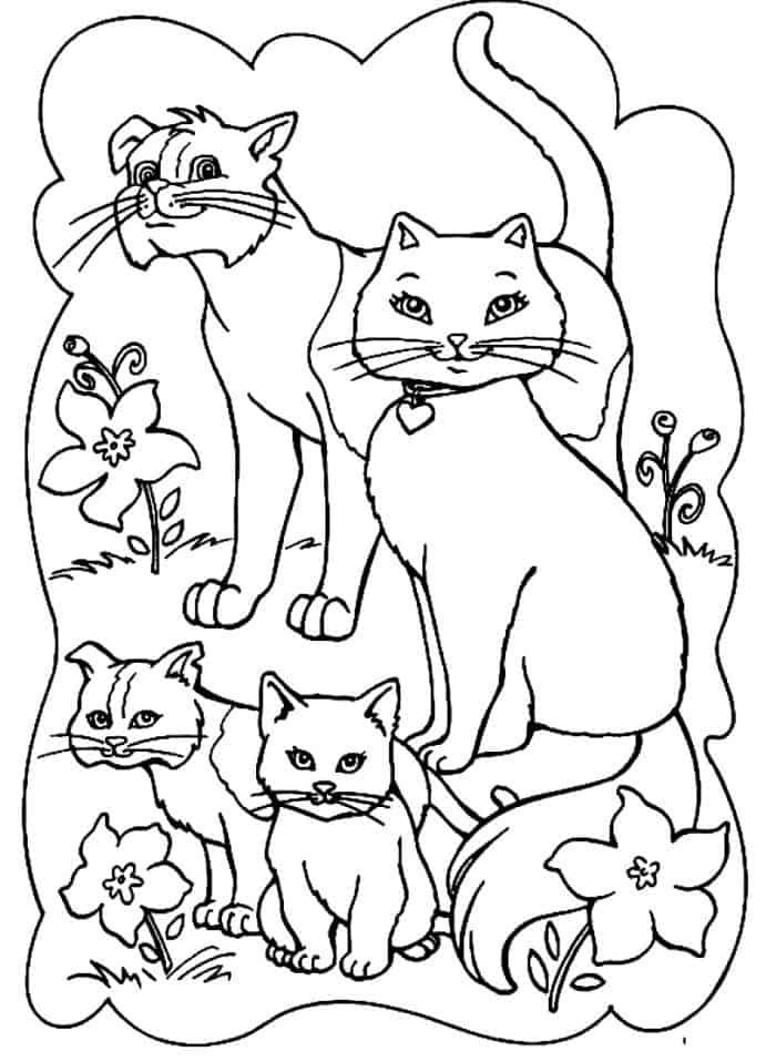 Cat Family Coloring Pages