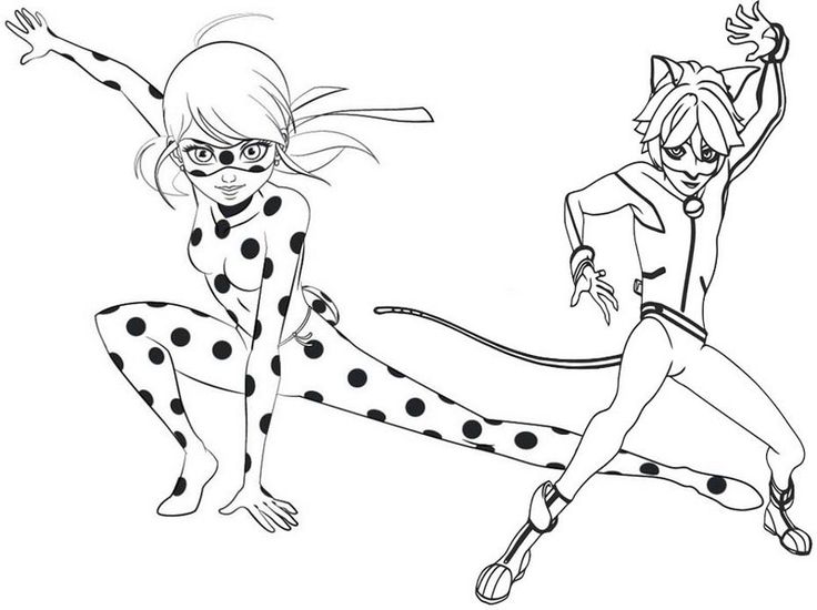 cat noir and ladybug coloring pages