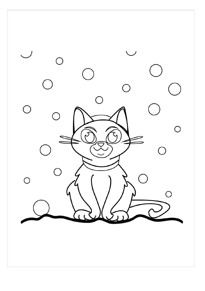 cat winter coloring pages