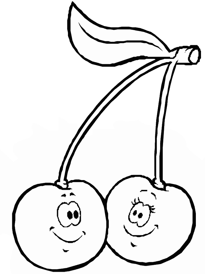 Cherries Fruit Coloring Page