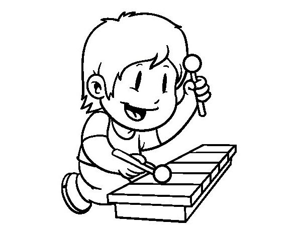 child xylophone coloring page