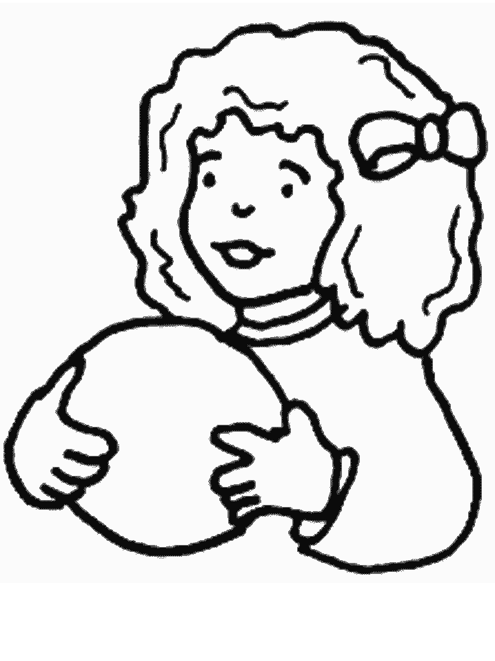 Young Girl Playing Coloring Pages