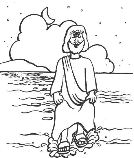 children bible coloring pages jesus walking on water