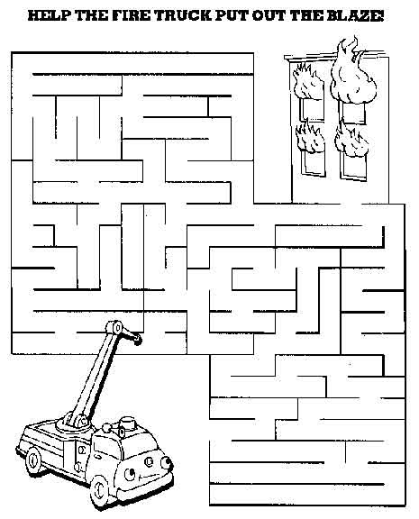 Childrens Fire Safety Maze Coloring Pages