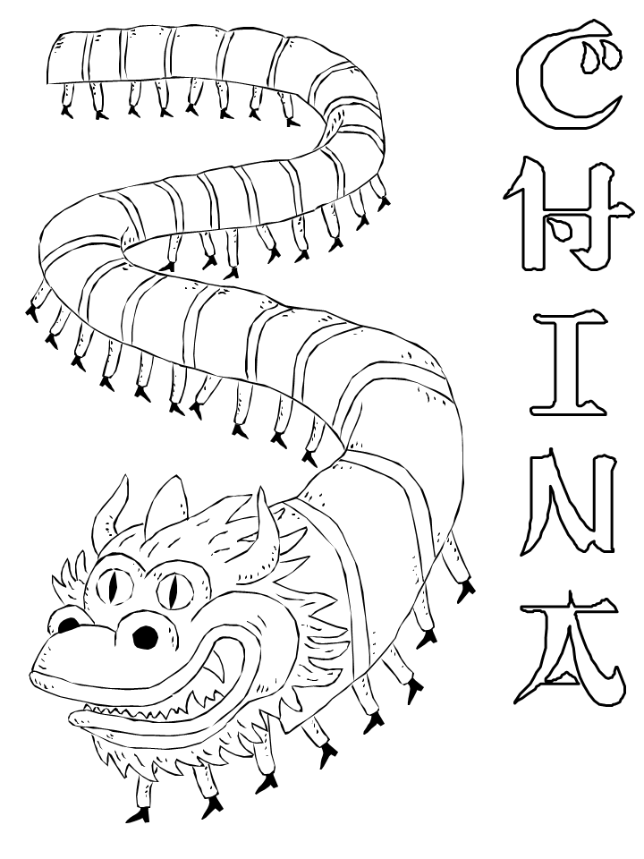 China Dragon Countries Coloring Pages