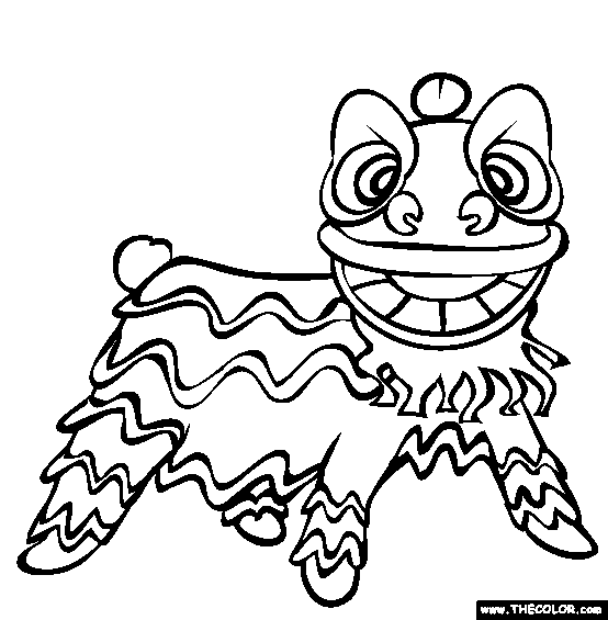 Chinese lion dance coloring page