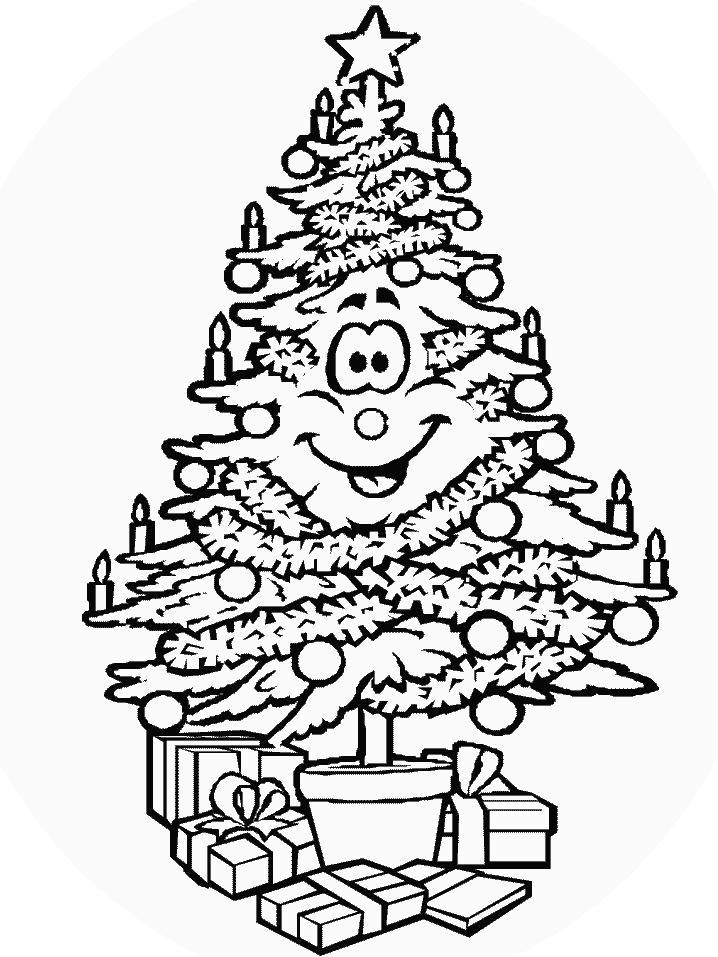 Cartoon Christmas Tree with Presents