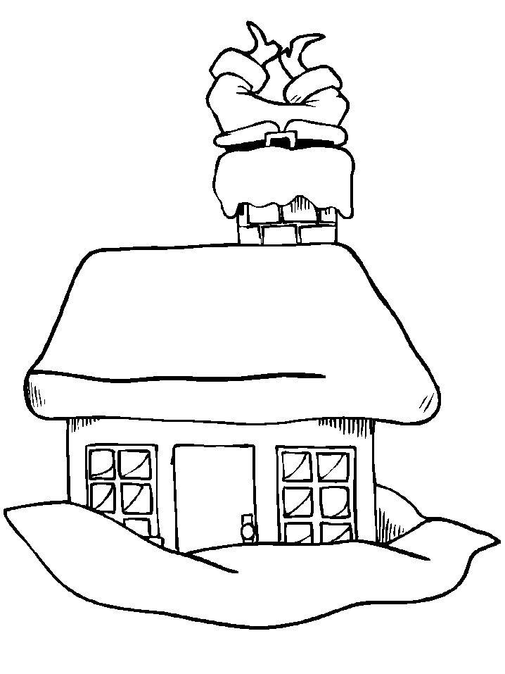 Winter Cabin Coloring Page