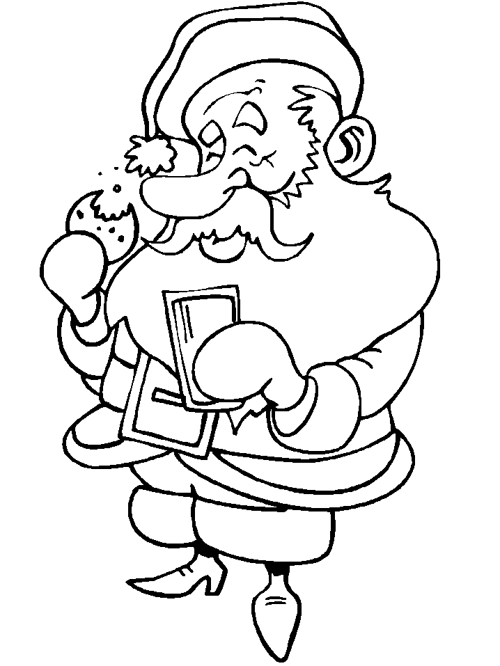 Santa eating Cookies Coloring page