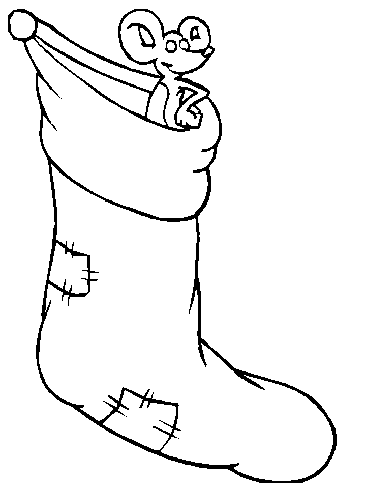 Christmas mouse stocking coloring page