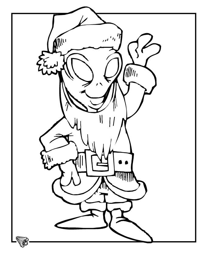 Christmas Alien Coloring Page