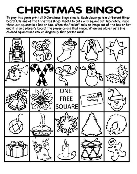Christmas Bingo coloring page