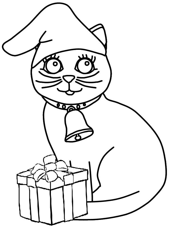 Christmas Cat with Gift
