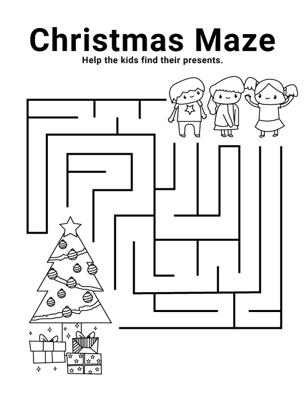 Christmas Mazes Coloring Pages