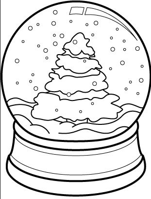 Christmas Tree Snow Globe coloring page