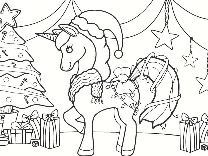 christmas unicorn coloring pages