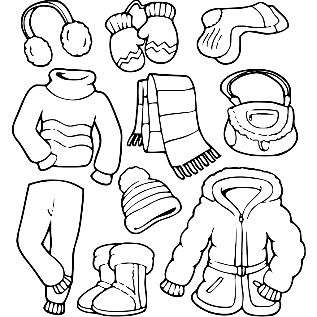clothing pictures in winter coloring pages girls
