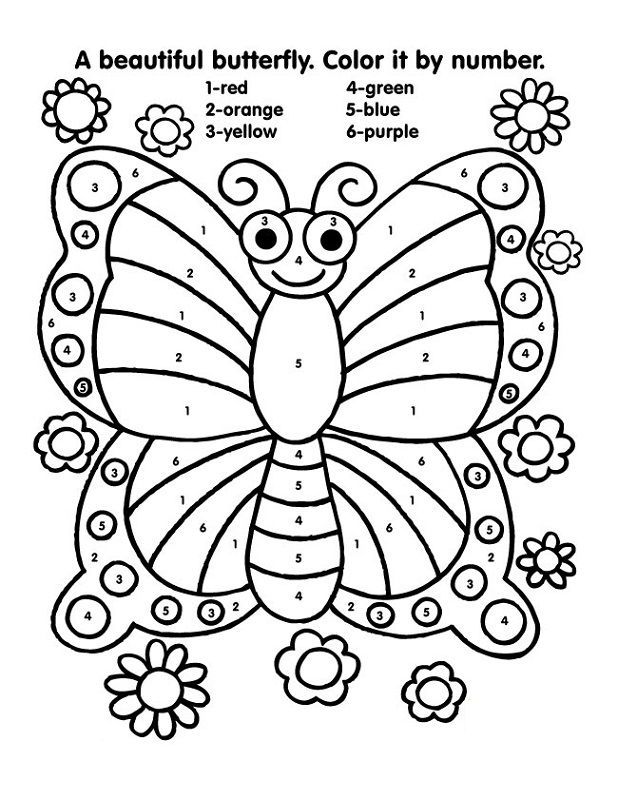 color by number butterfly coloring pages