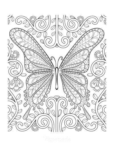 colored butterfly coloring pages for adults