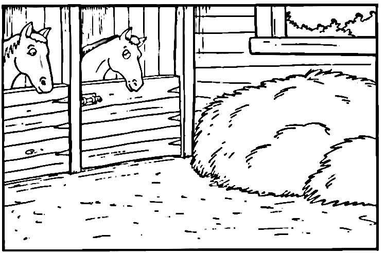 coloring book pages horse stable